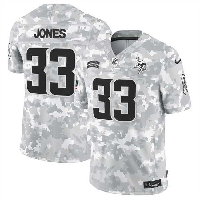 Mens Minnesota Vikings #33 Aaron Jones 2024 F.U.S.E Arctic Camo Salute To Service Limited Stitched Jersey Dyin